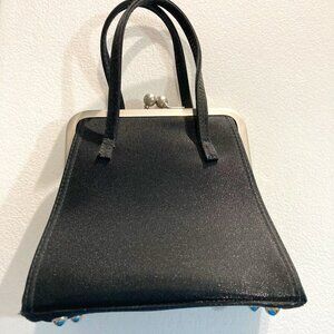 Vintage Mache Black Handbag Purse Clutch Evening Snap Closure Small